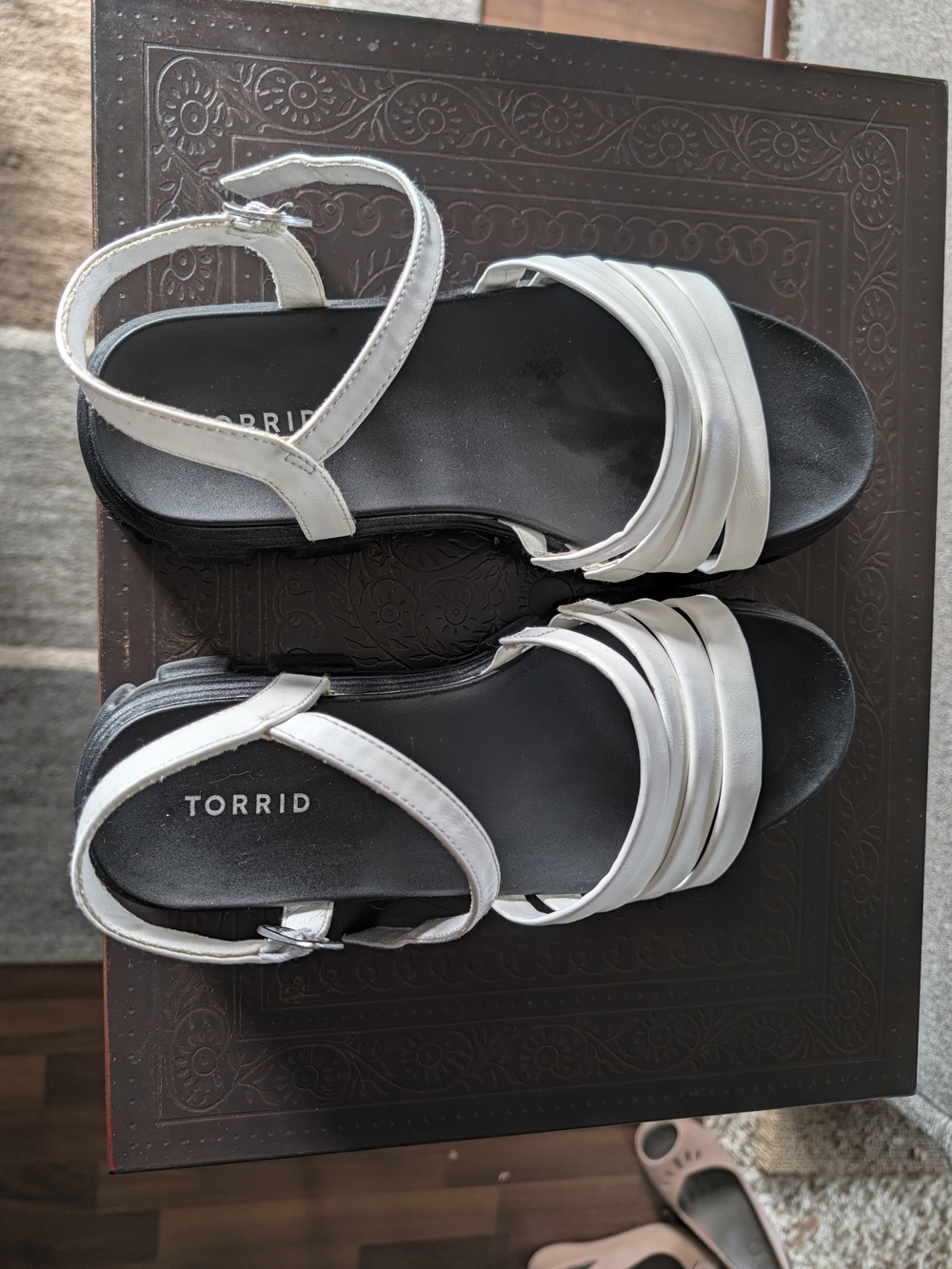 Torrid White Strappy Ankle Strap Sandals